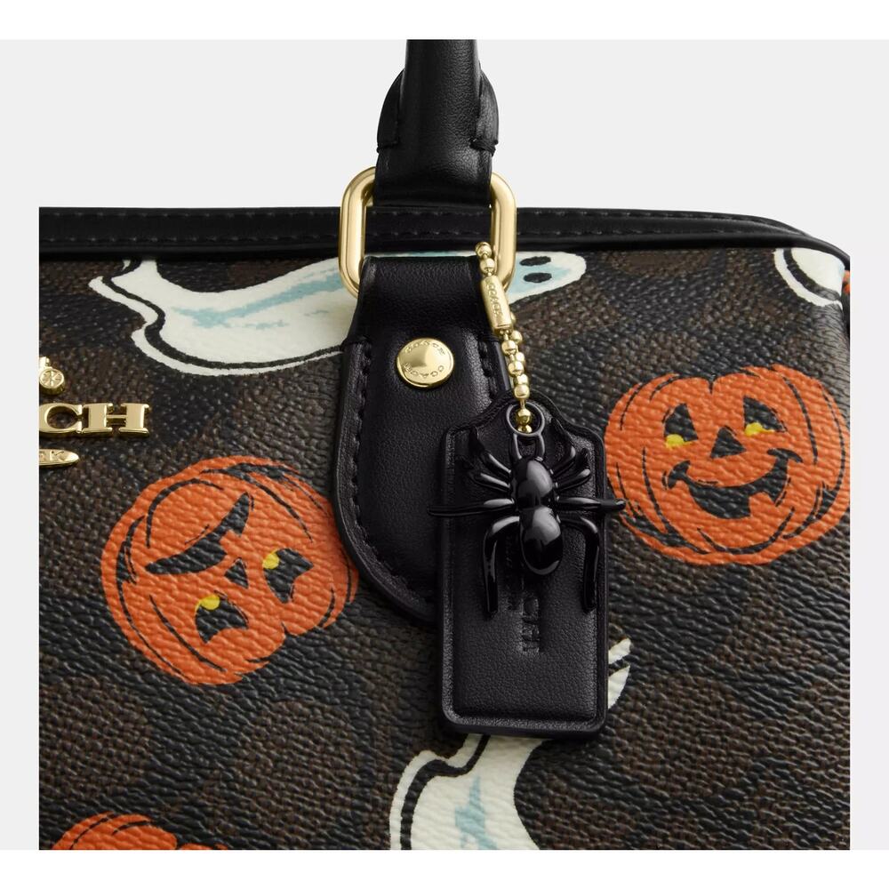 Coach Rowan Satchel Bag In Signature Canvas With Halloween Print NWT Walnut 2025 - Picture 7 of 16